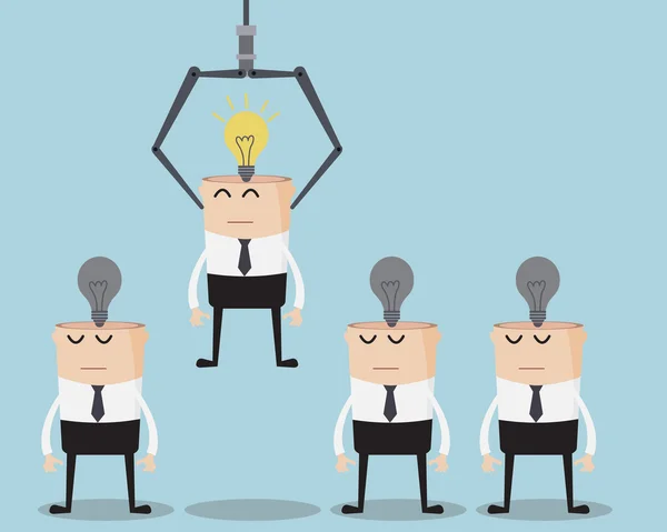 Choisissez un homme d'affaires ont une idée d'ampoule sur sa tête — Image vectorielle