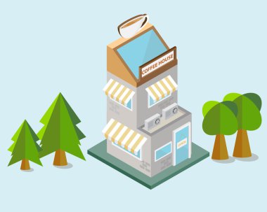 Kahve Dükkanı izometrik öğesi oluşturma