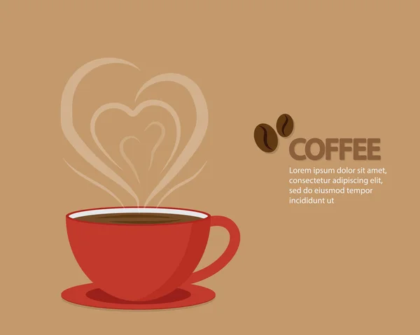 Liebe Kaffee rote Tasse — Stockvektor