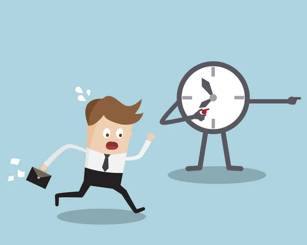 Empresario corriendo con entrenador de reloj — Vector de stock