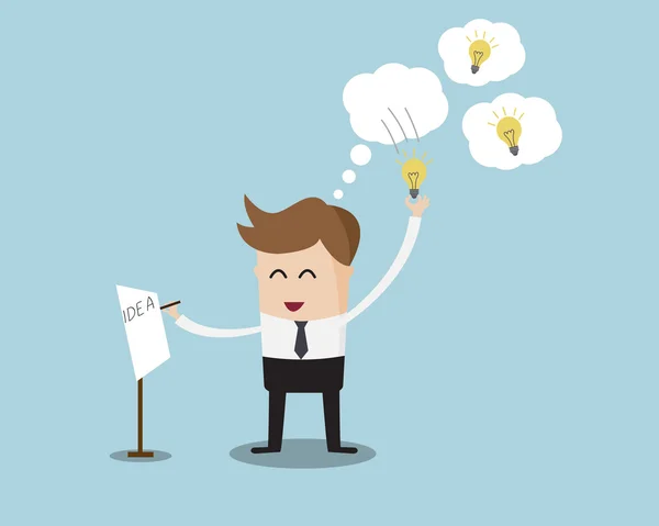 Businessman Pick  Bulb Idea From Bubble — Stock Vector