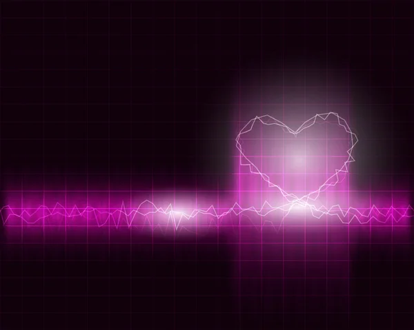 Abstraktní vlny frekvence s tvarem srdce — Stockový vektor