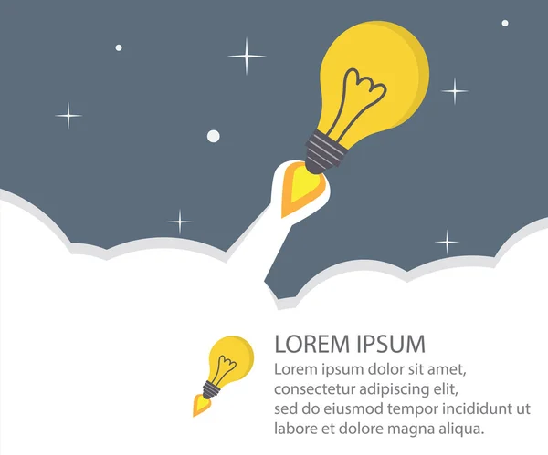 Lampadina Rocket pranzo nello spazio Creative Startup Concept — Vettoriale Stock