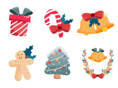 Noel süsü süsleme unsuru, mutlu noel koleksiyonu vektör illüstrasyonu
