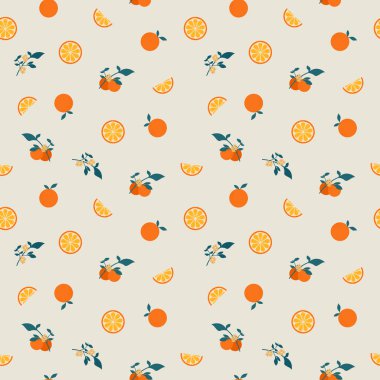 Arkaplan, pankart, ambalaj, baskı vs. için limon ve turuncunun kusursuz deseni, vektör illüstrasyon arkaplanı