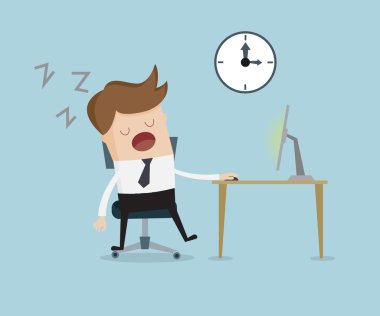 işadamı uyku bilgisayarın önü