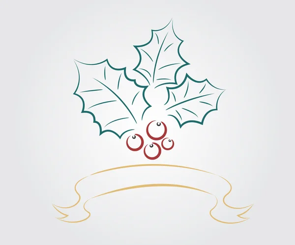 リボンの背景を持つクリスマス リーフ — ストックベクタ