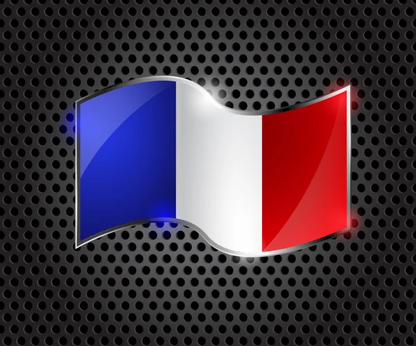 Drapeau France brillant sur fond gris foncé — Image vectorielle