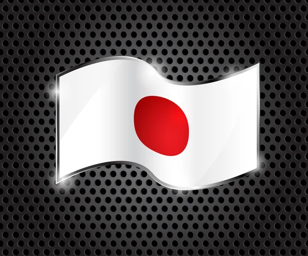 Flaga Japonii błyszczący na ciemnoszarym tle — Wektor stockowy