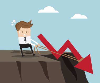 yüksek cliff üzerinde grafik çekerek işadamı