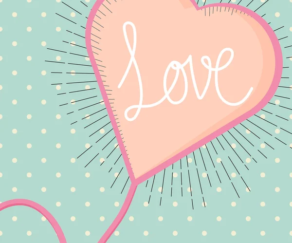 Amor corazón vintage estilo con la escritura a mano amor fondo — Vector de stock