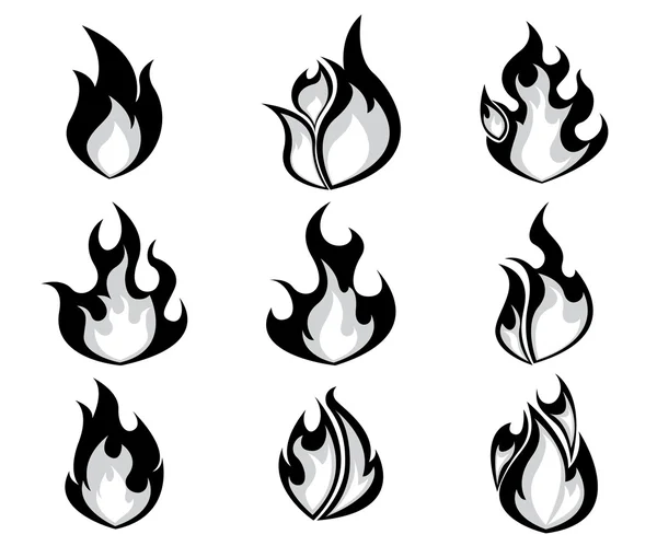 Set of Fire, Flames Icon вектор — стоковый вектор