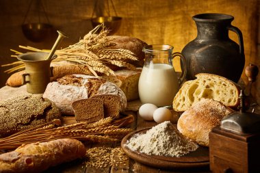 Ekmek, yumurta, süt ve şarap