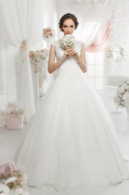 woman posing in a wedding dress clipart