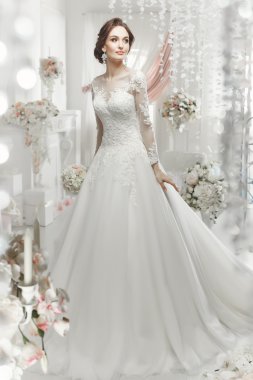 woman posing in a wedding dress clipart