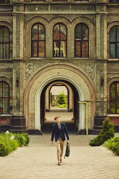 Student at harvard style near university — Stock Photo, Image