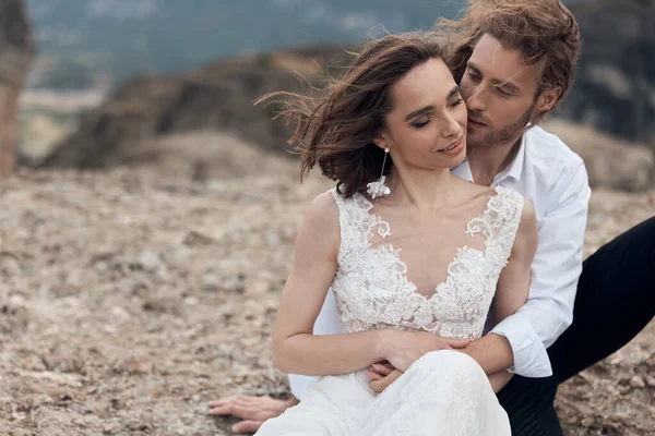 Portrait Photo Wedding Couple Mountains Greece — Stock Photo, Image