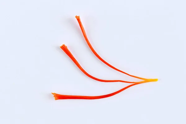 Single Stamen Saffron Close White Background Crocus Spice — Stock Photo, Image