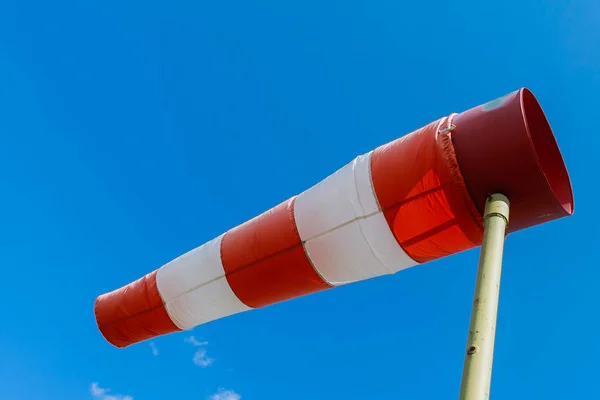 Windsock indicator of wind on runway airport