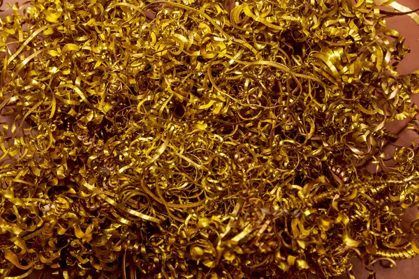 Copper shavings. Copper processing on CNC machines in production