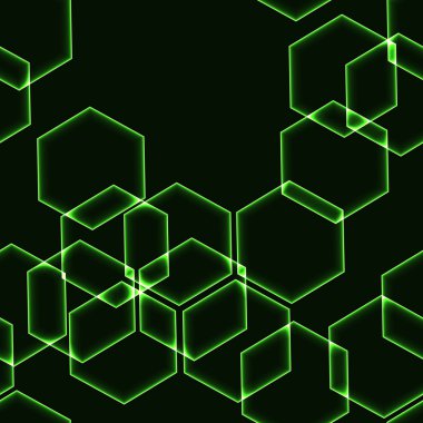 Very dark seamless background with green hexagons clipart