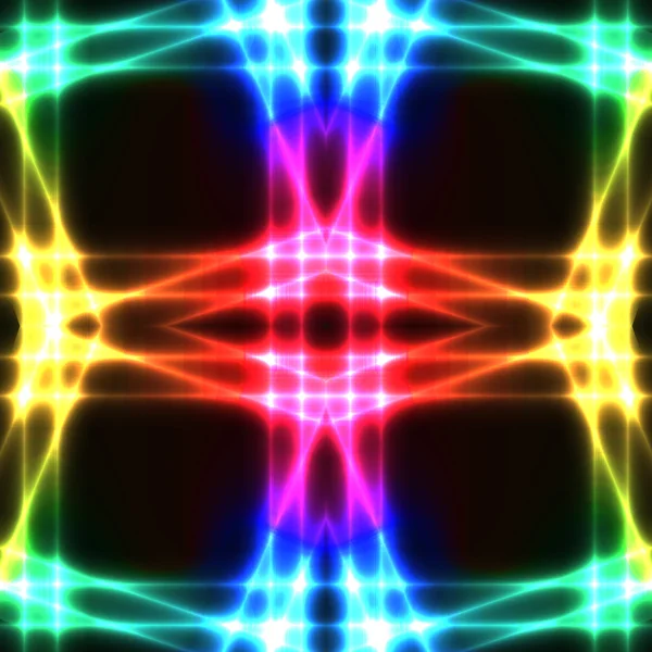 Rainbow neon grid on dark semaless background — Stock Vector