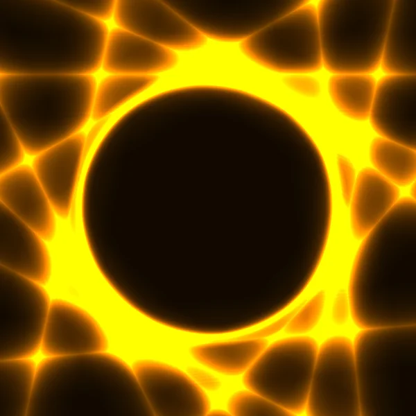 Žlutá šablona tmavý kruh a laserové paprsky — Stockový vektor
