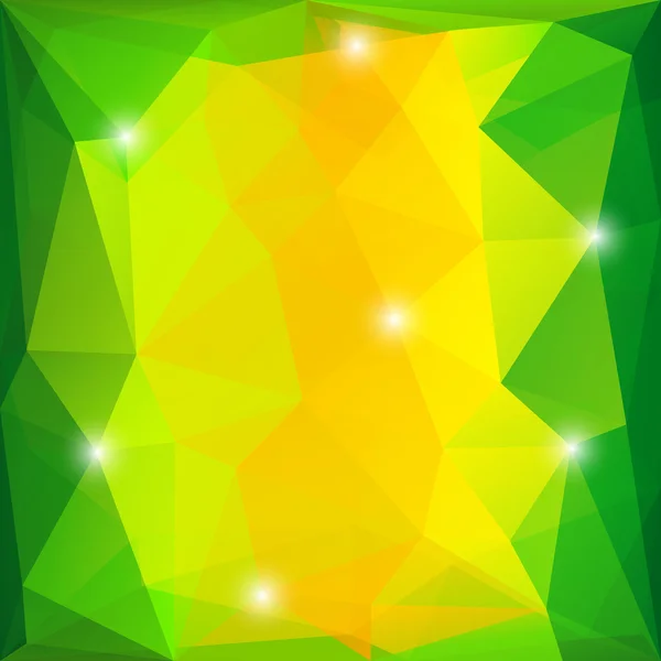 Triangles vert et jaune fond avec éclat — Image vectorielle