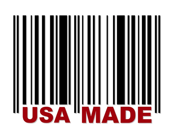 Barcode with red label USA Made — Stock Vector