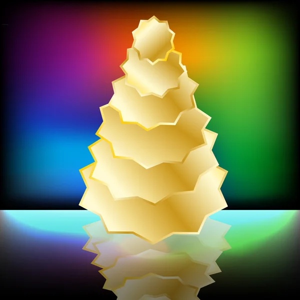 Gold tree on rainbow background — Stock Photo, Image