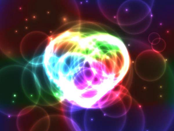 Laser Multicolore Néon Coeur — Image vectorielle