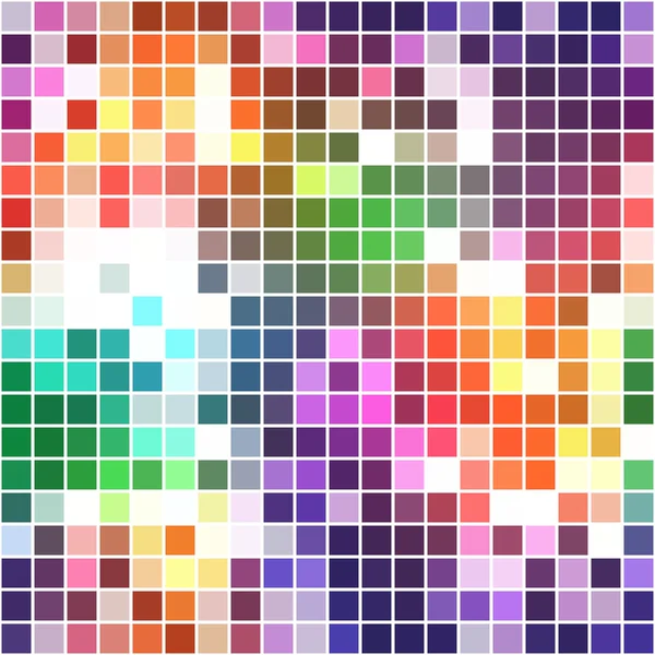 Mosaïque carrée aux couleurs vives arc-en-ciel et blancs vides - fond sans couture — Image vectorielle