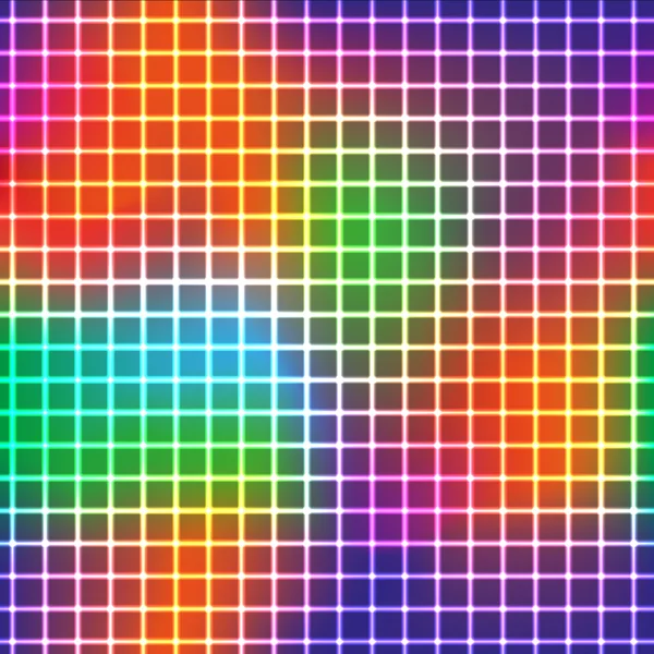 Grille brillance néon aux couleurs arc-en-ciel — Image vectorielle