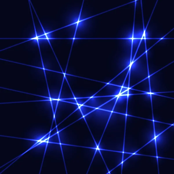 Lasers azuis de néon sobre fundo escuro — Vetor de Stock