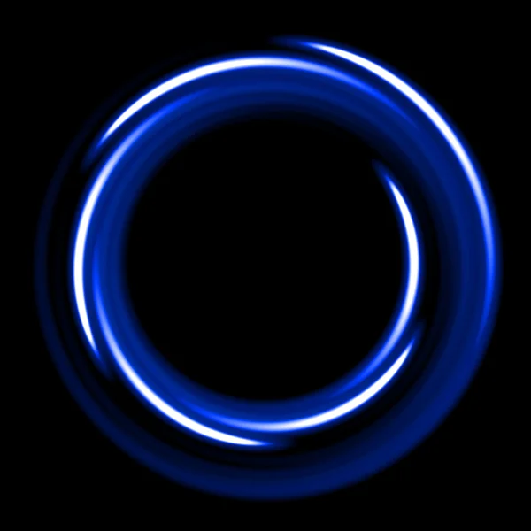 Bleu néon shinig cercle de fibres sur fond noir — Photo