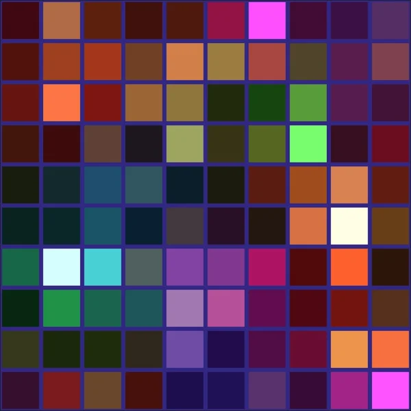 Цветные квадратные плитки мозаики с фиолетовыми границами бесшовный фон — стоковый вектор