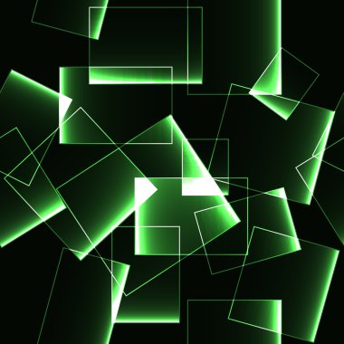 Yeşil şeffaf shinning buz veya cam bloklar koyu arka plan üzerinde