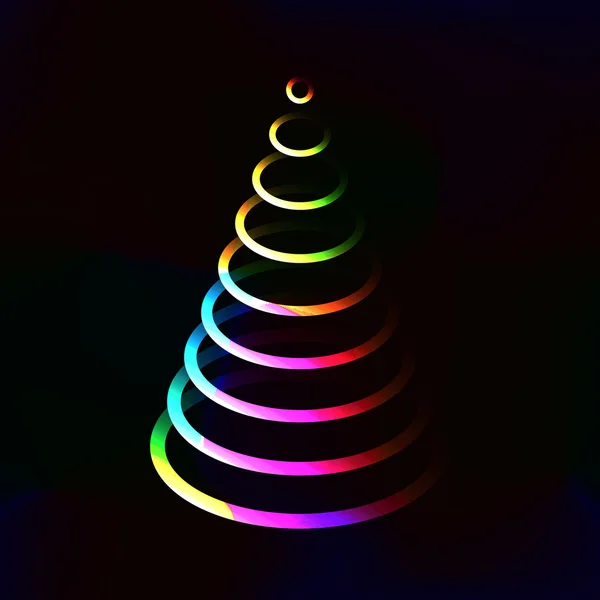 Neon renkli daire katmanlardan yapılan parlayan Noel ağacı ışıkları