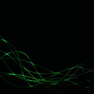 dark background with green lasers waves template clipart