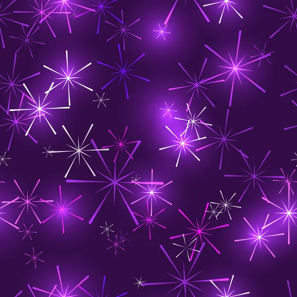 Фіолетовий темний безшовний фон з сяючими зірками — стоковий вектор