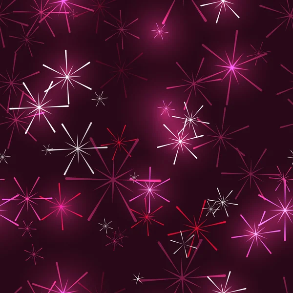 Fiocchi di neve rosa scuro o stelle su sfondo scuro — Vettoriale Stock