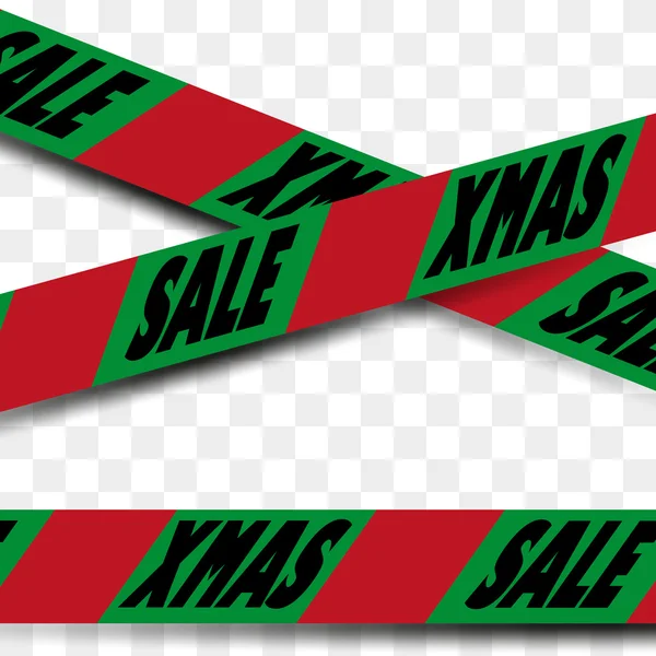 Aandacht gevaar verkoop tape in kerst kleur — Stockvector