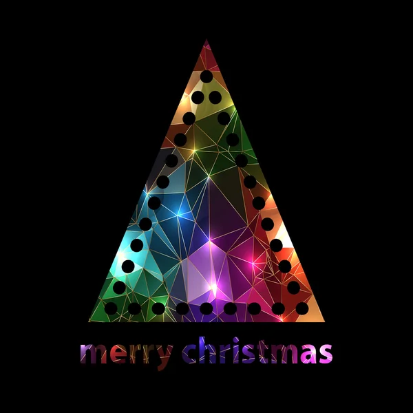 Sparkle polygon silhouette colorful christmas tree — Stock Vector