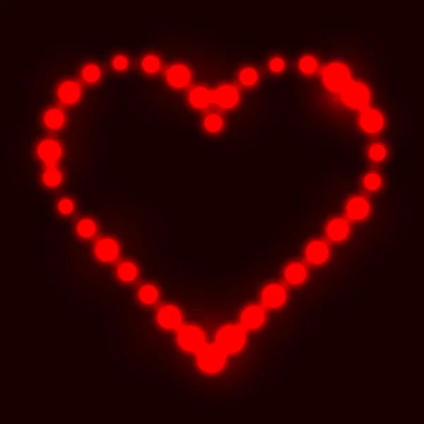 Corazón original hecho de puntos rojos / perlas / bulbos — Archivo Imágenes Vectoriales