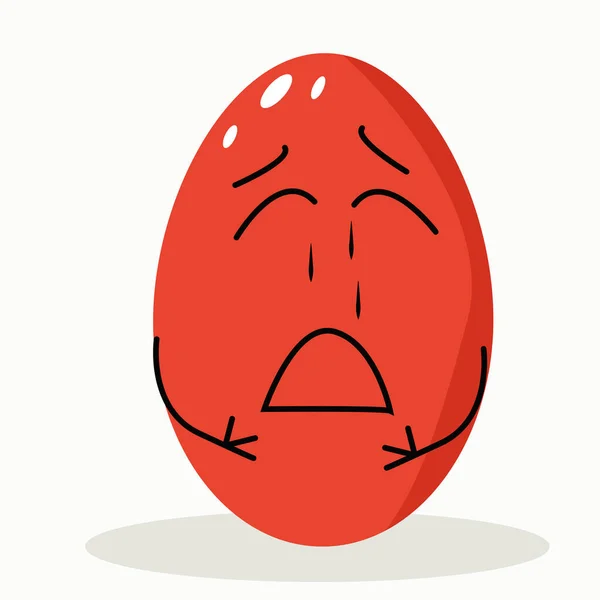 Red egg cries a lot, Easter egg sobs, holiday card for Easter, emotional state — Foto de Stock