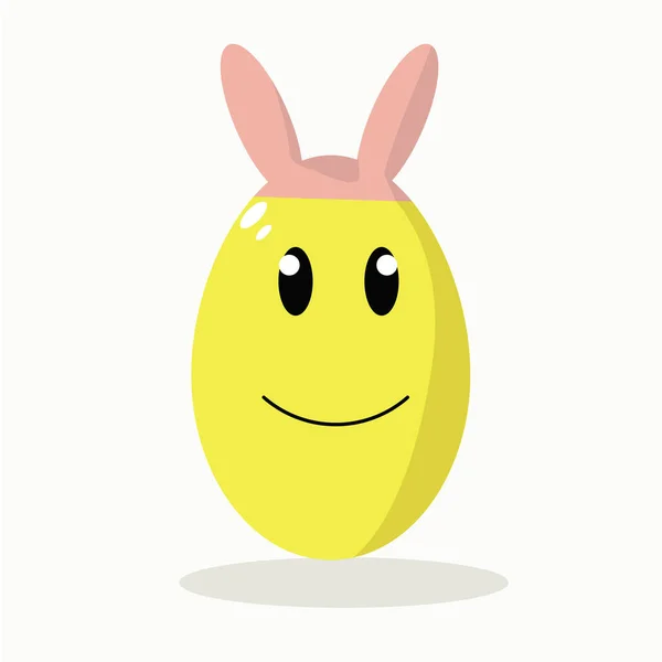 하얀 배경에 토끼 귀가 있는 황금빛 부활절 달걀노란 달걀 웃음 — 스톡 사진
