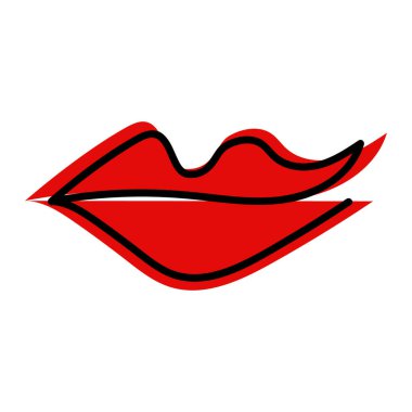 Kırmızı dudakların karalama çizimi, Dudaklar bir çizgi çizer