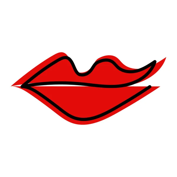 Doodle illustratie van rode lippen, Lips een lijn tekening — Stockfoto
