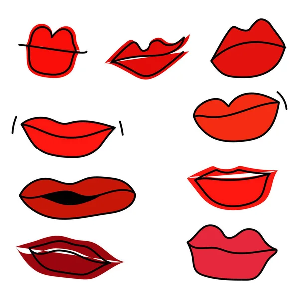 Geïsoleerde illustraties. Contourillustratie van lippen, handgetekende lippen — Stockfoto