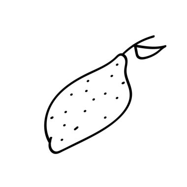 Elle çizilmiş bir limon. Tropik meyveler. Bir çizim. Karalama, düz çizgiler, yaz tropikal meyveleri.
